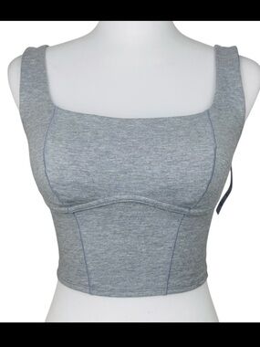 NWT PiNK Victoria's Secret All Day Cotton Longline Heather Gray Sports Bra Top